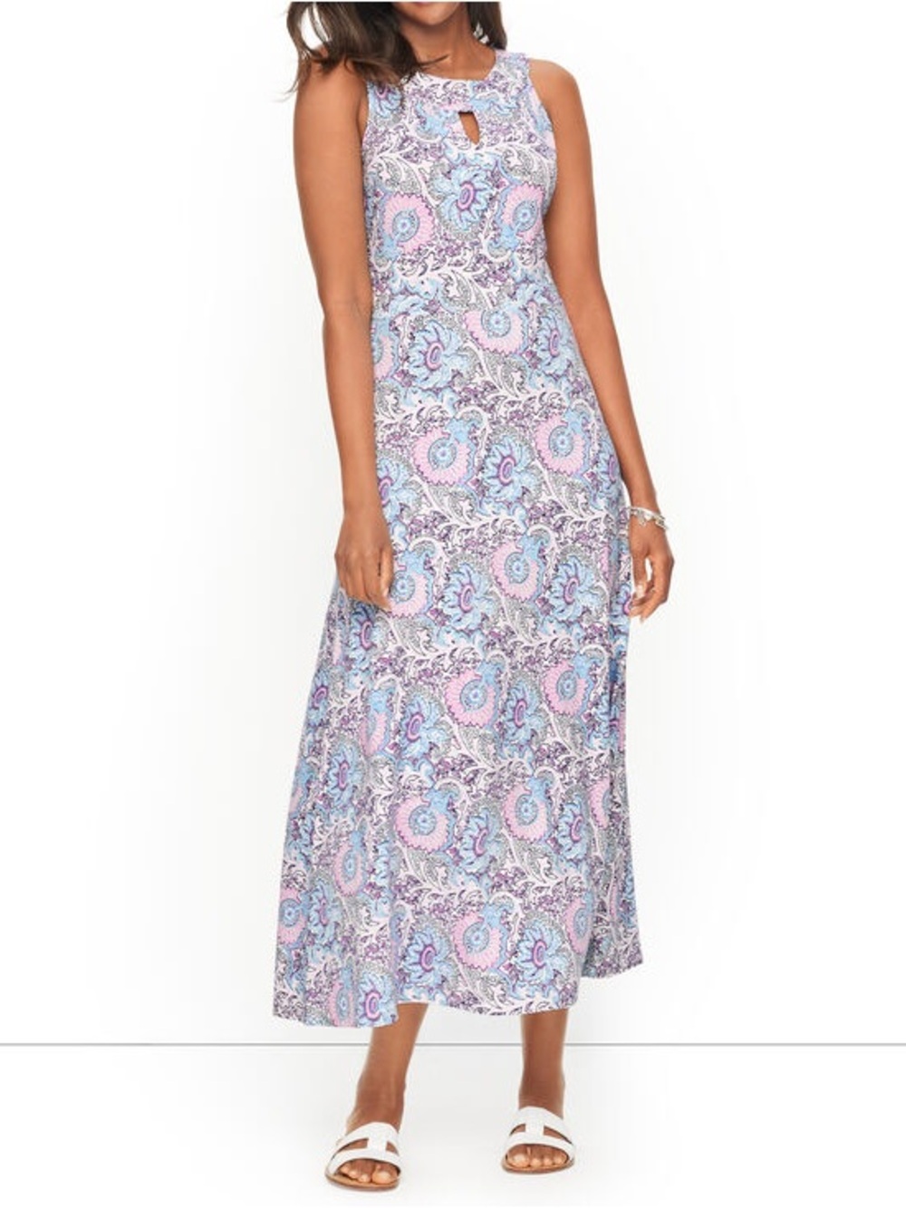 Talbots Womens Floral Maxi Dress Size 1X Soft Comfort Stretch Sleeveless Boho